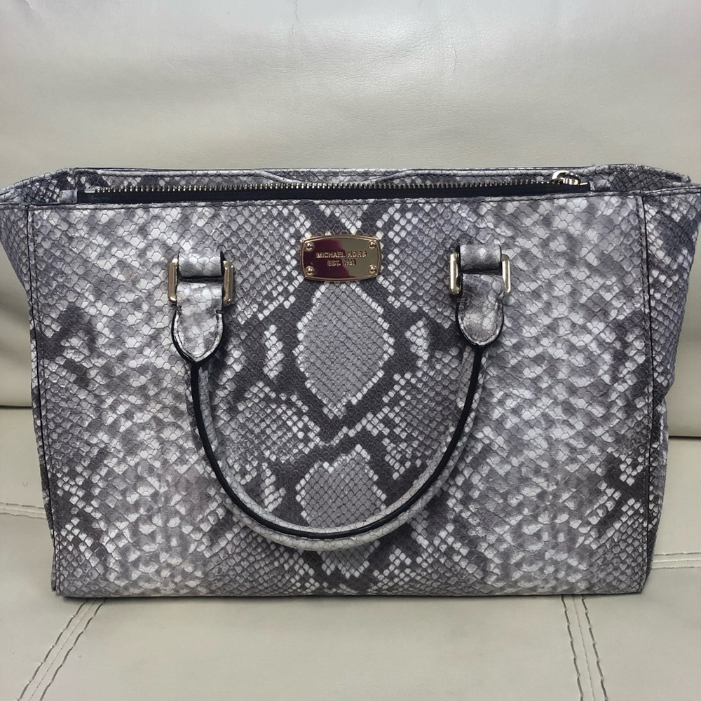 Michael Kors leather snakeskin embossed satchel